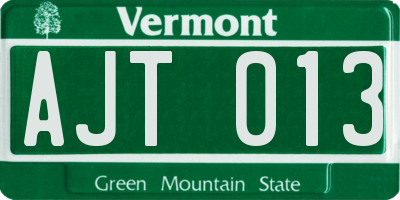 VT license plate AJT013