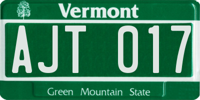VT license plate AJT017