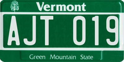 VT license plate AJT019