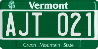 VT license plate AJT021