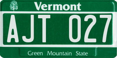 VT license plate AJT027