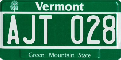 VT license plate AJT028