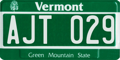 VT license plate AJT029