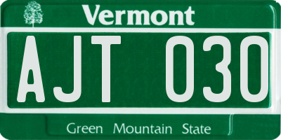 VT license plate AJT030
