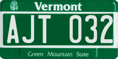 VT license plate AJT032
