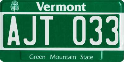 VT license plate AJT033