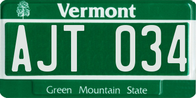 VT license plate AJT034