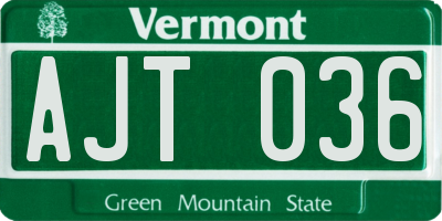 VT license plate AJT036