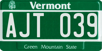 VT license plate AJT039
