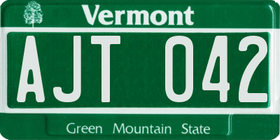VT license plate AJT042