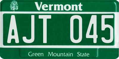 VT license plate AJT045