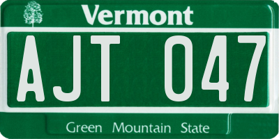 VT license plate AJT047