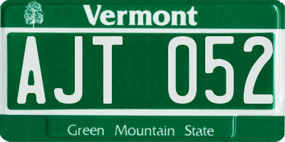 VT license plate AJT052