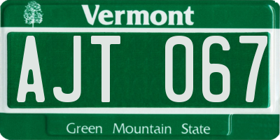 VT license plate AJT067