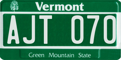 VT license plate AJT070