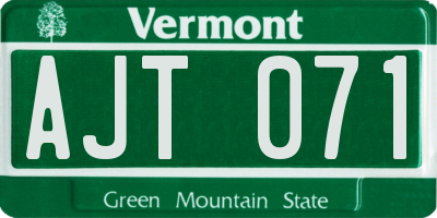 VT license plate AJT071