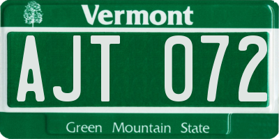 VT license plate AJT072