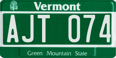 VT license plate AJT074