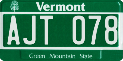 VT license plate AJT078