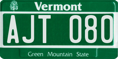 VT license plate AJT080