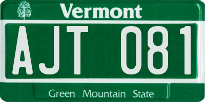 VT license plate AJT081