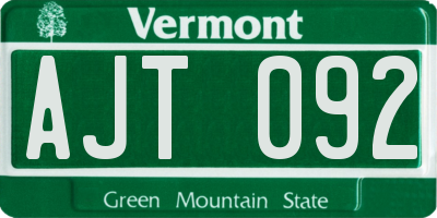 VT license plate AJT092