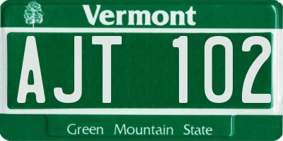 VT license plate AJT102