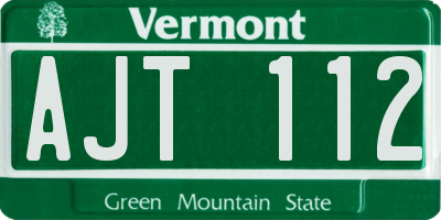 VT license plate AJT112