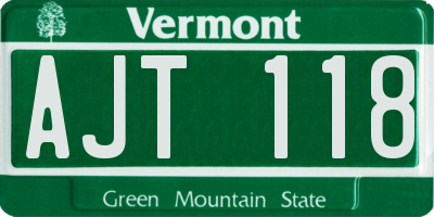 VT license plate AJT118