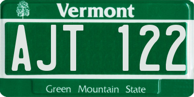 VT license plate AJT122