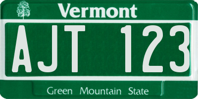 VT license plate AJT123