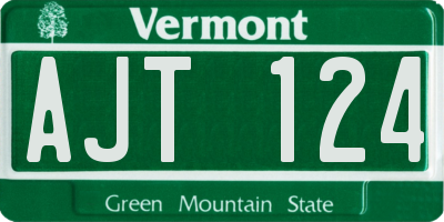 VT license plate AJT124