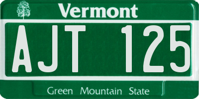 VT license plate AJT125