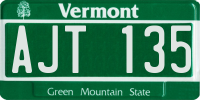 VT license plate AJT135