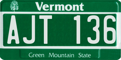 VT license plate AJT136