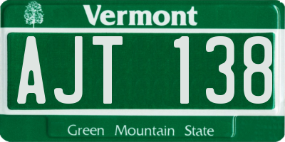 VT license plate AJT138