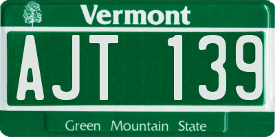 VT license plate AJT139