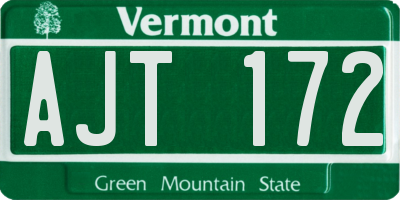 VT license plate AJT172