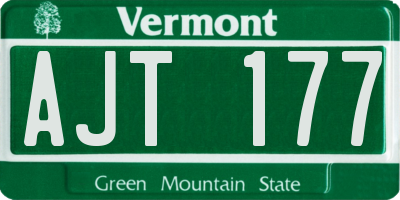 VT license plate AJT177