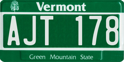 VT license plate AJT178