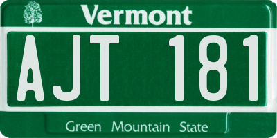 VT license plate AJT181