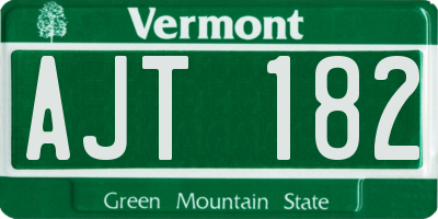 VT license plate AJT182