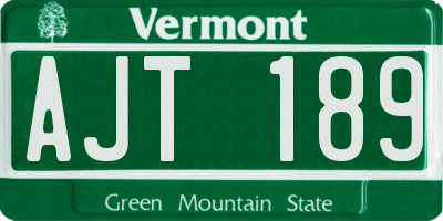 VT license plate AJT189