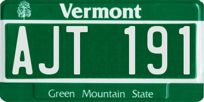 VT license plate AJT191
