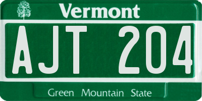 VT license plate AJT204
