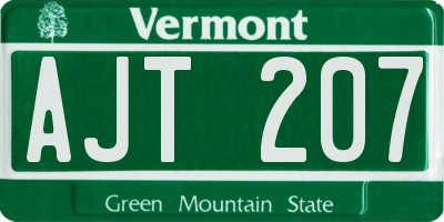 VT license plate AJT207