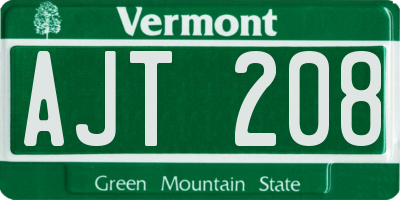 VT license plate AJT208