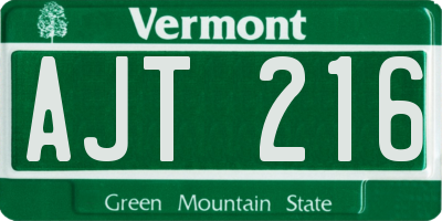 VT license plate AJT216