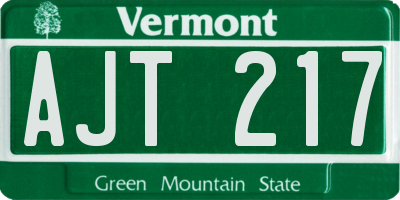 VT license plate AJT217