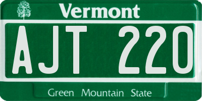 VT license plate AJT220